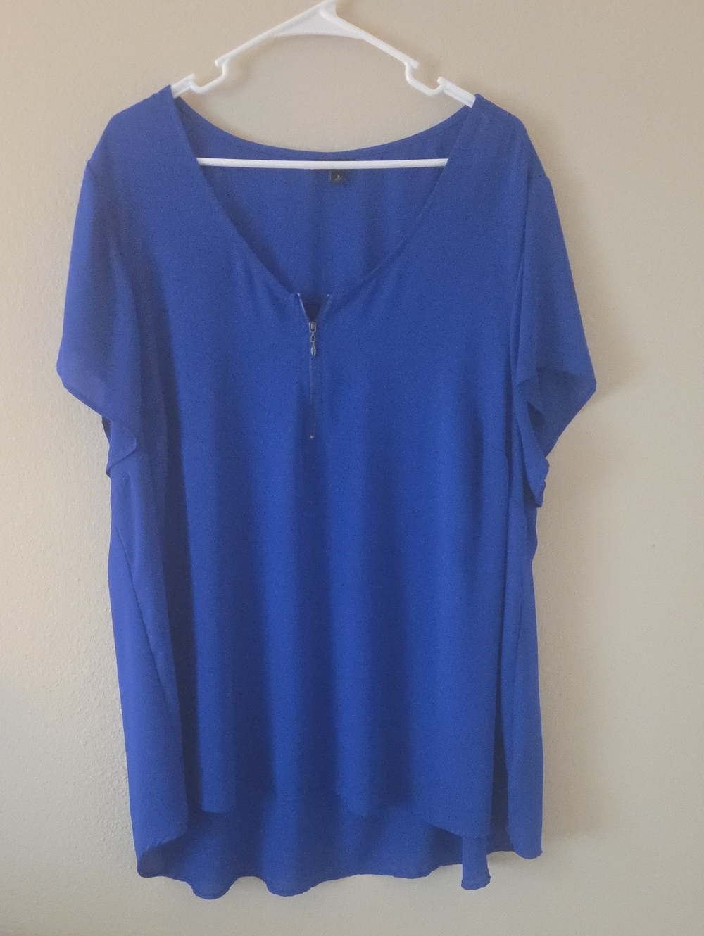 torrid Cobalt Blue V-Neck Zip High-Low Blouse